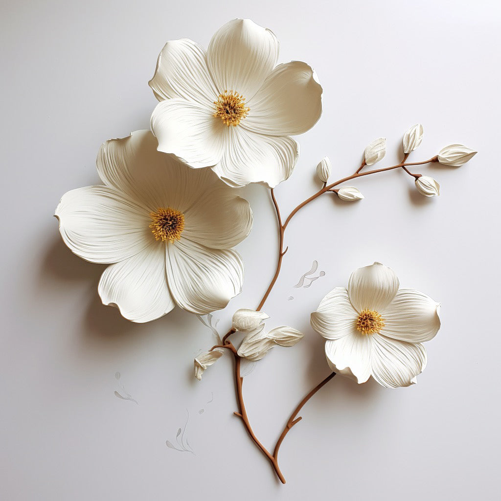 Flores brancas 3D